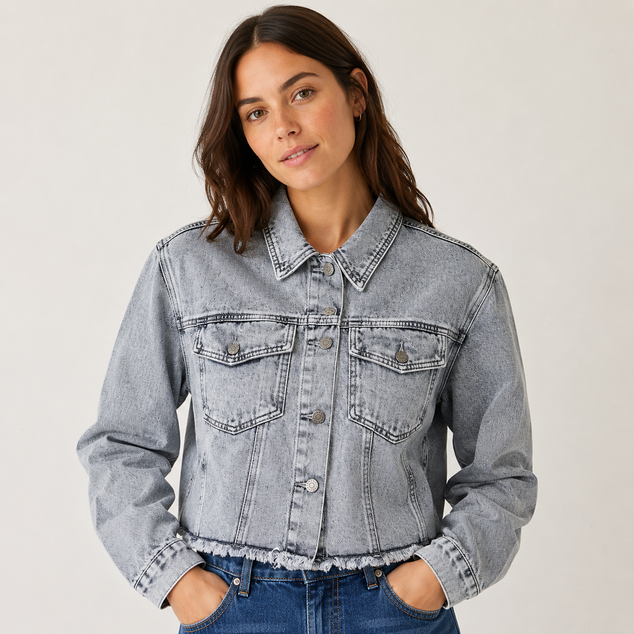 Campera de jean gris nevada