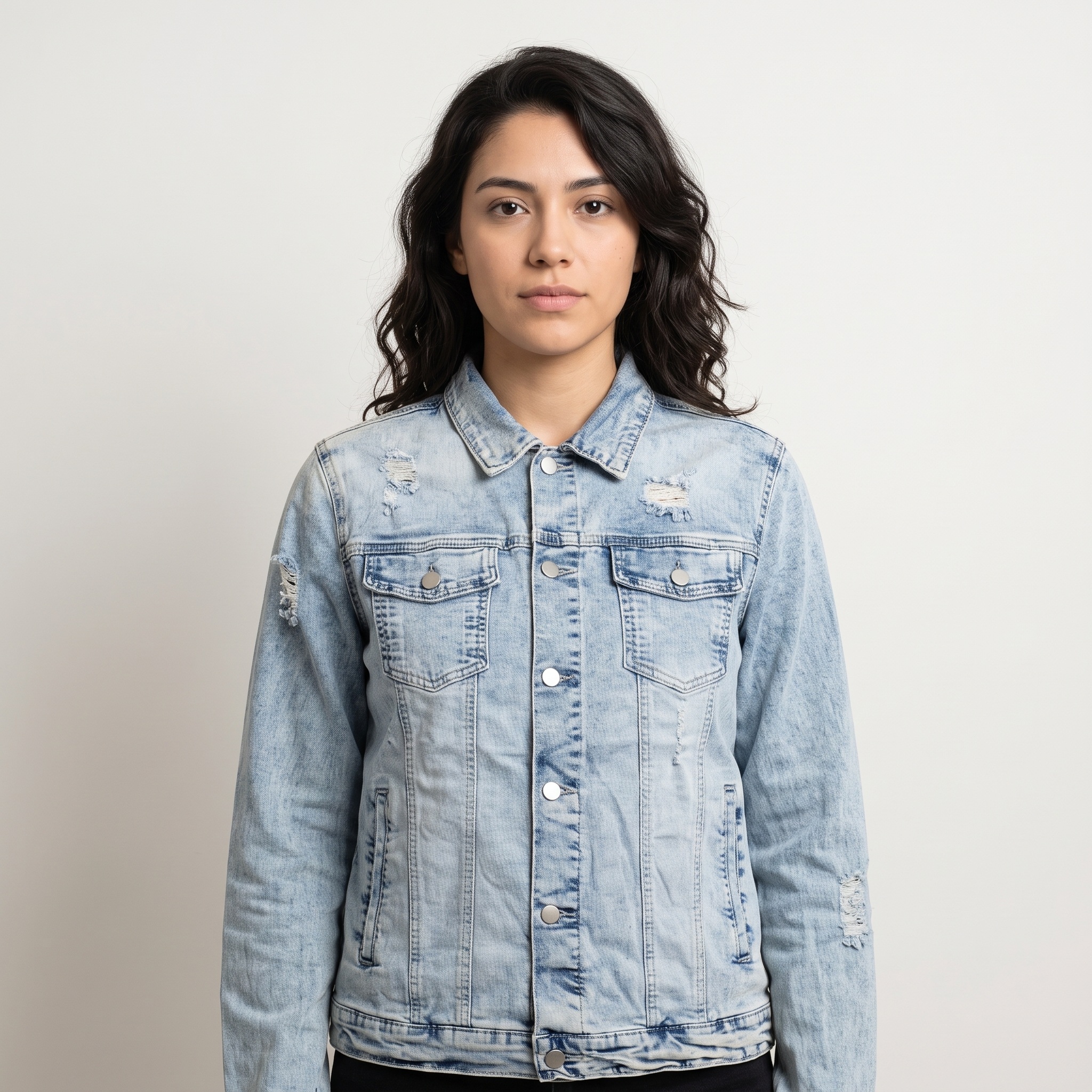Campera de jean elastizada con roturas
