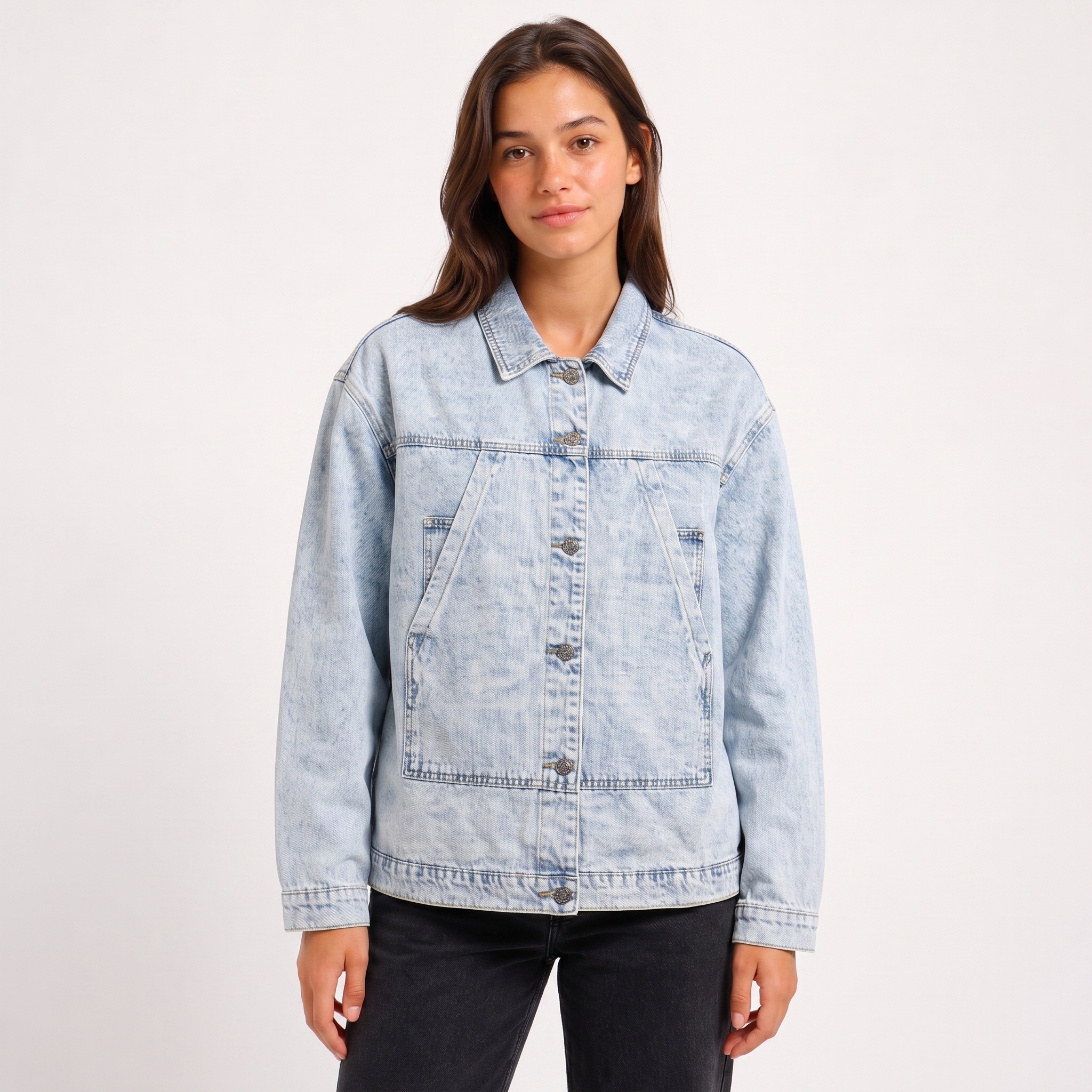Chaqueta de jean celeste prelavado